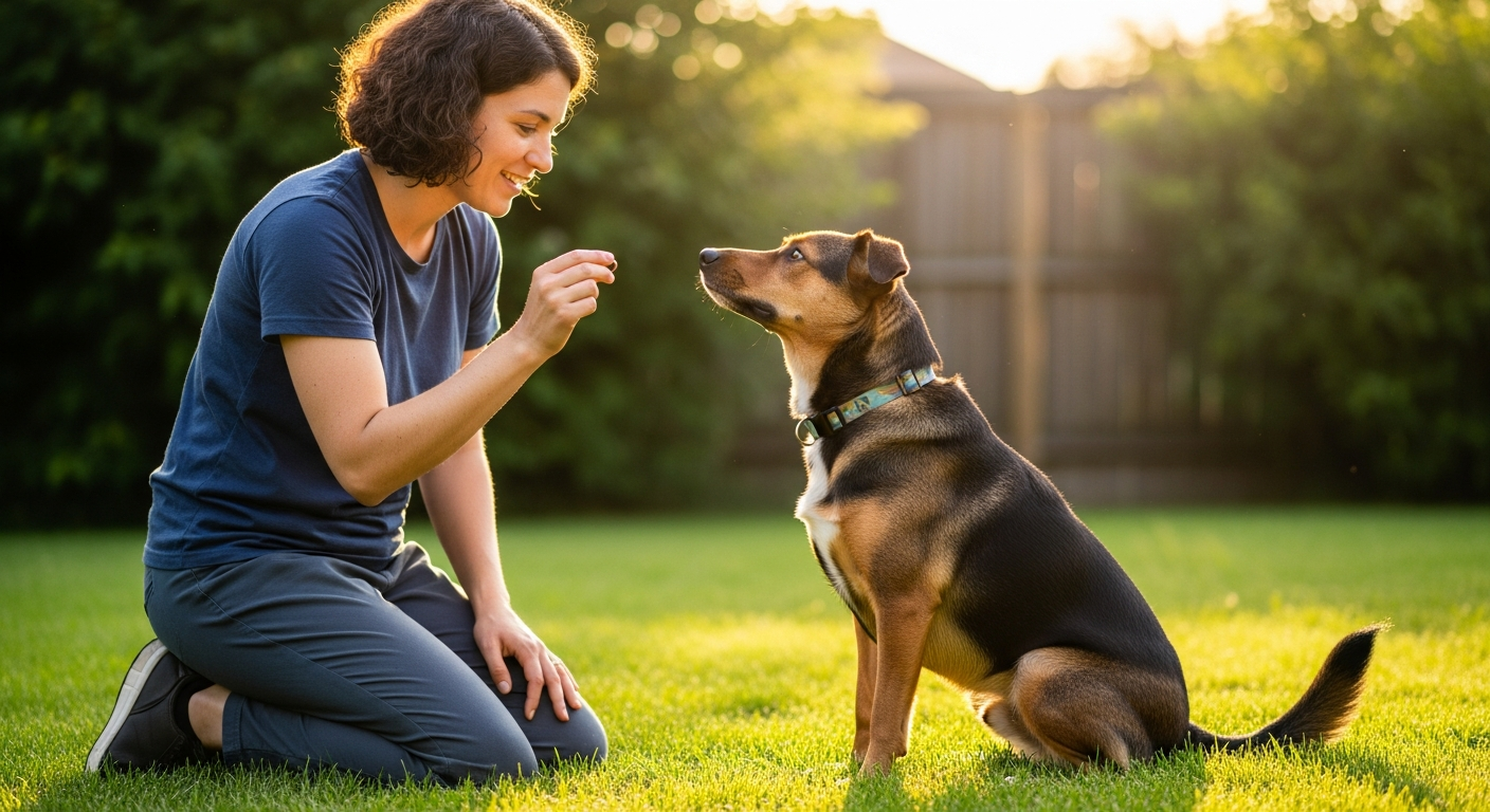 Dog and owner practicing training exercises together